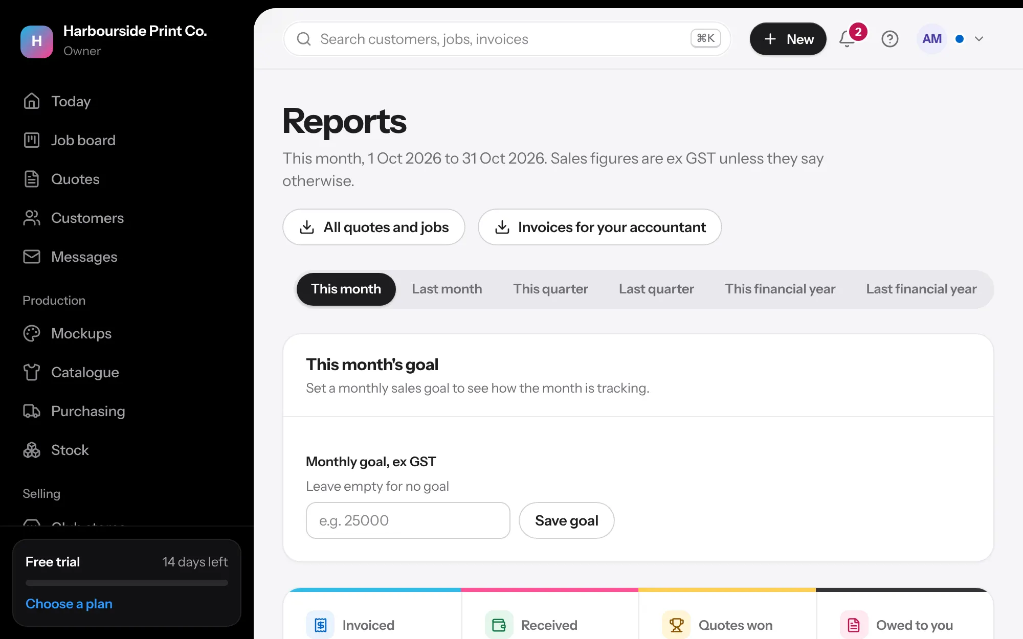 Sales reports by month with top customers
