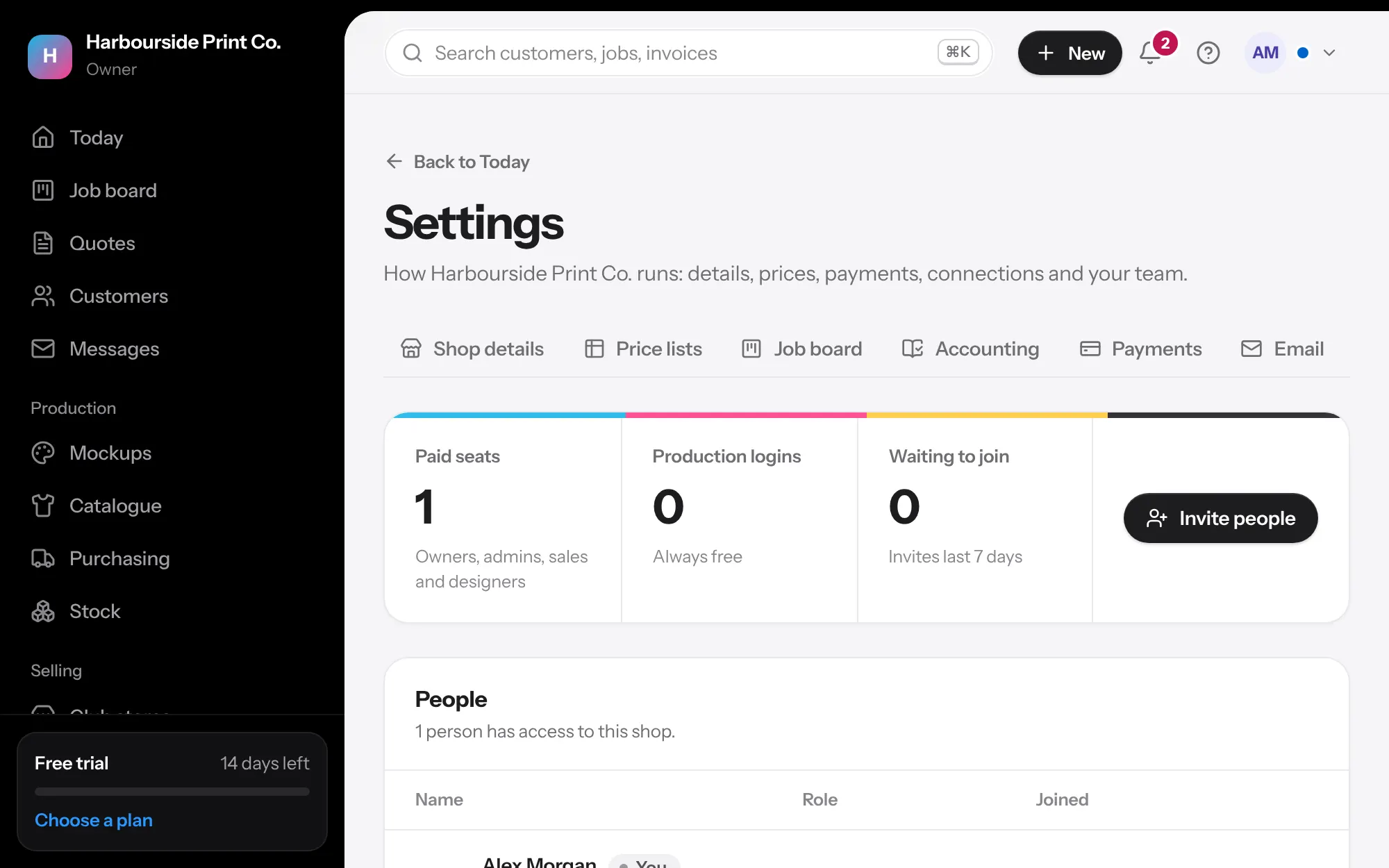The Team page with roles for each person